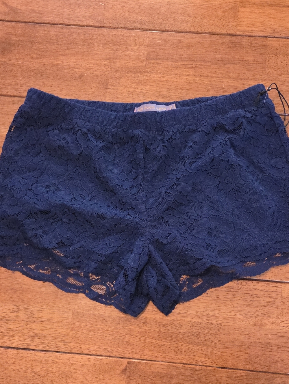 Boom Boom Jeans Navy Lace Overlay Shorts